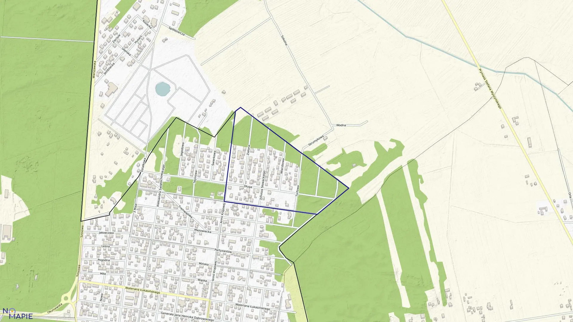 Mapa obrębu 10 w mieście Sulejówek