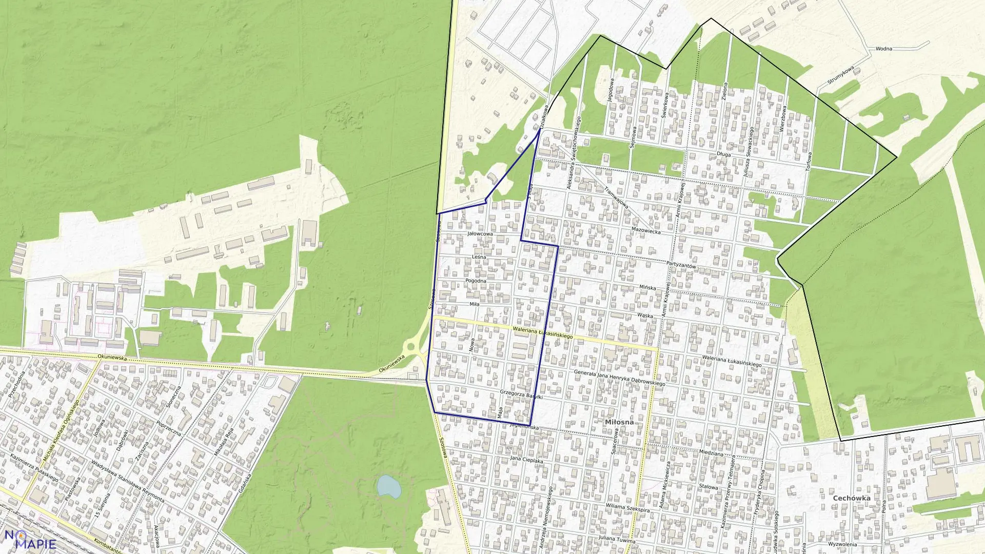 Mapa obrębu 13 w mieście Sulejówek