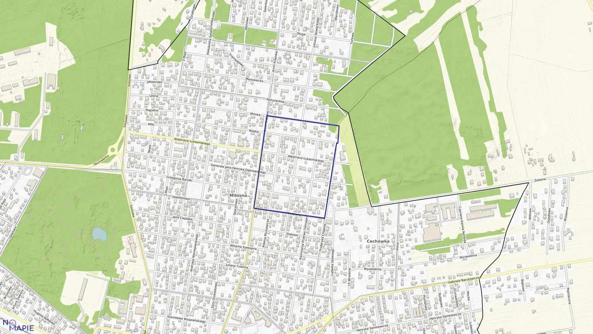 Mapa obrębu 15 w mieście Sulejówek