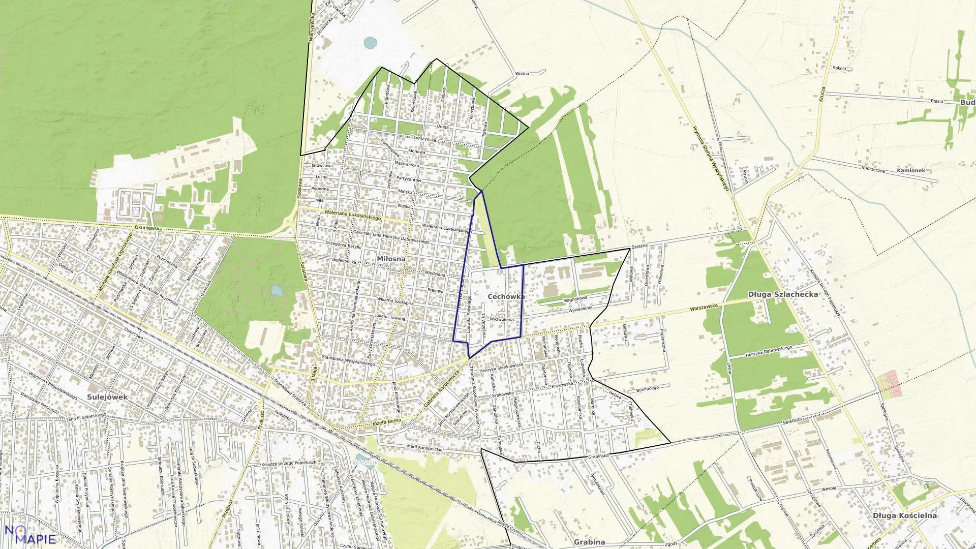 Mapa obrębu 18 w mieście Sulejówek