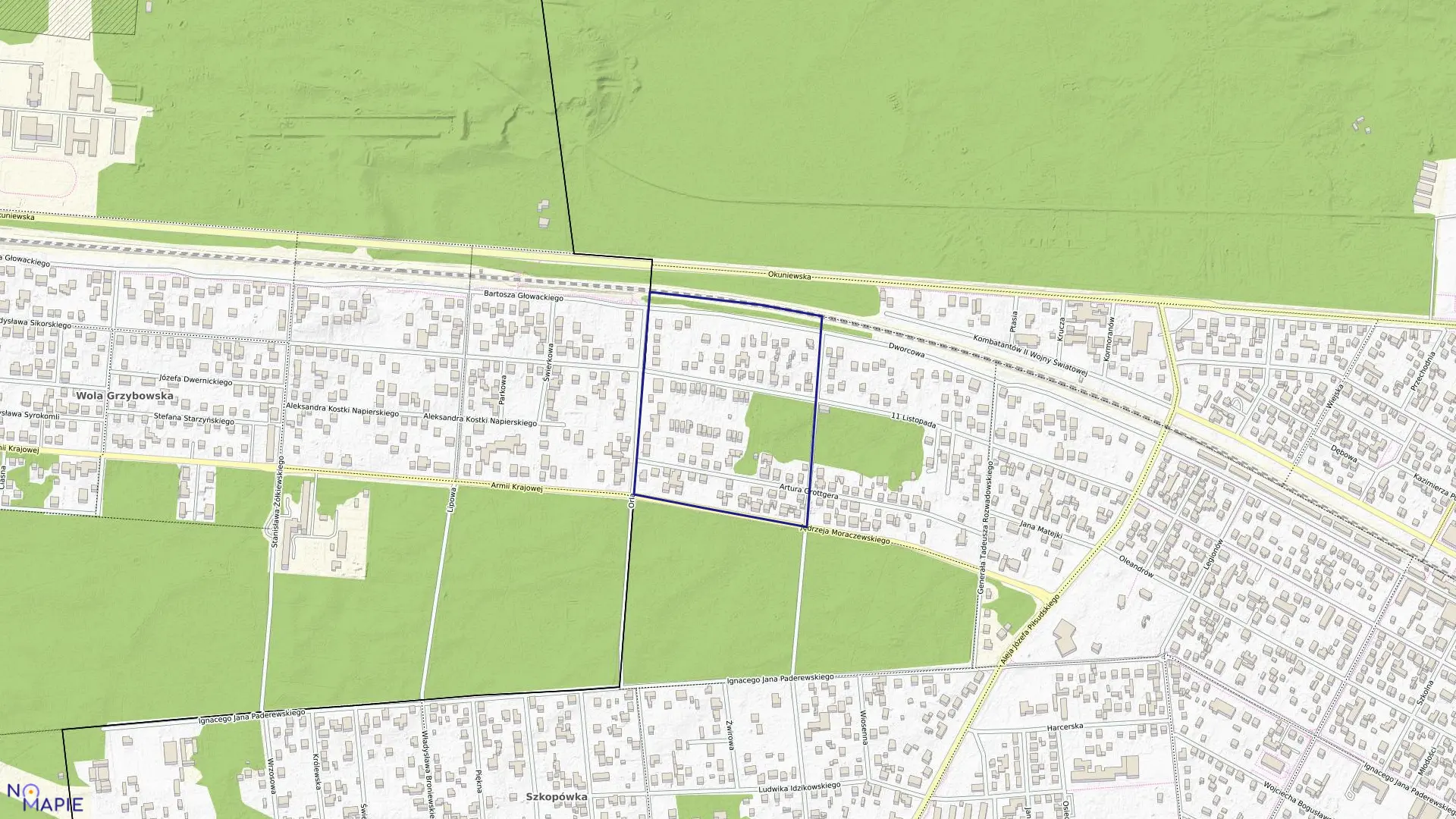 Mapa obrębu 28 w mieście Sulejówek