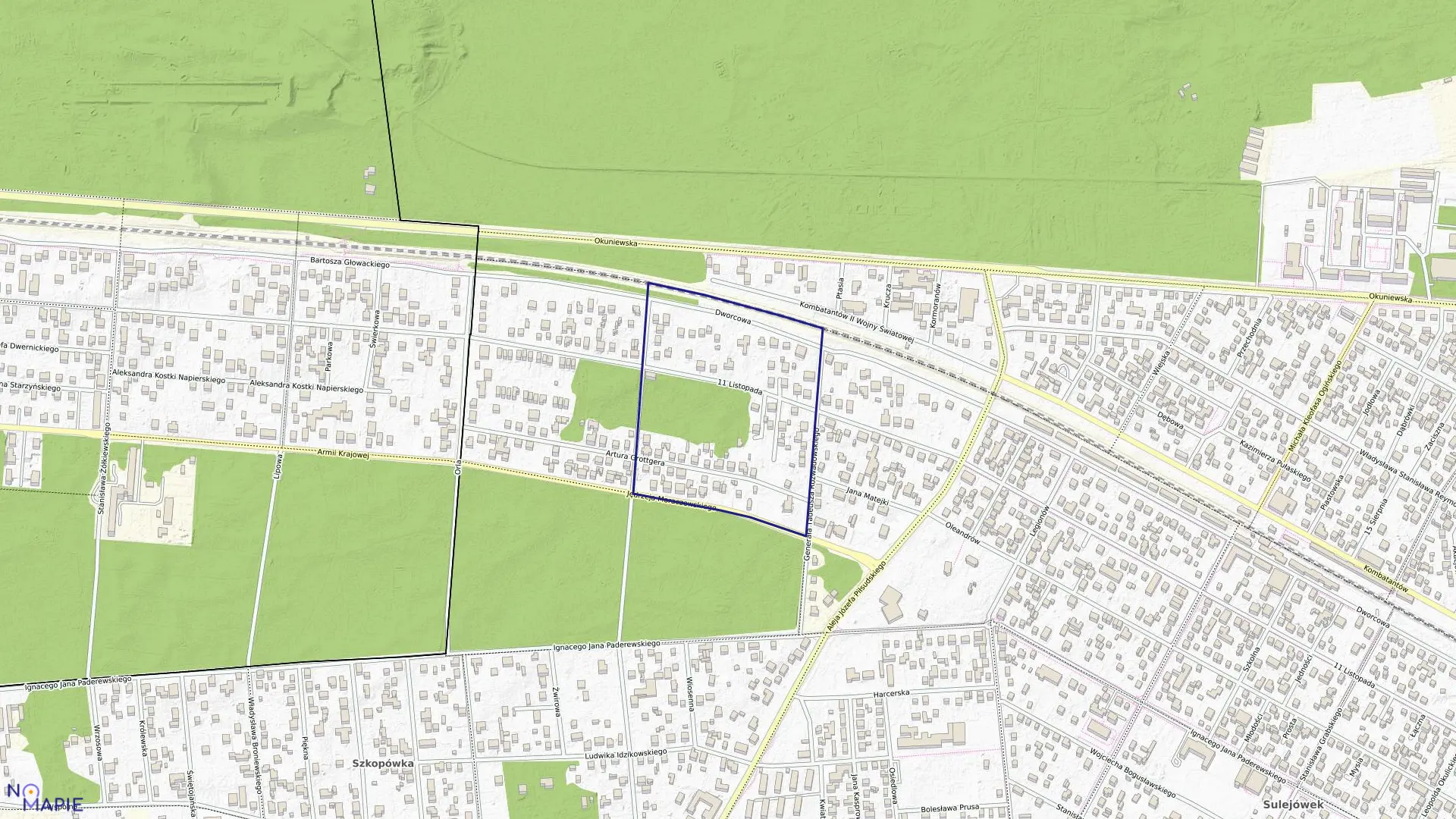 Mapa obrębu 29 w mieście Sulejówek