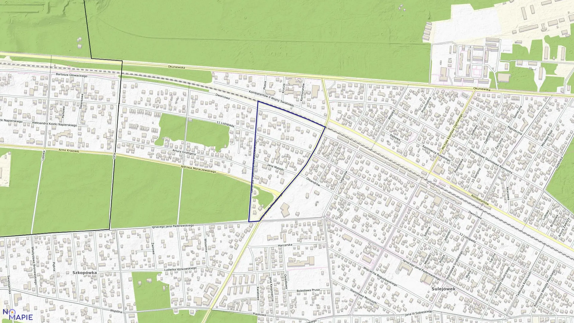 Mapa obrębu 30 w mieście Sulejówek