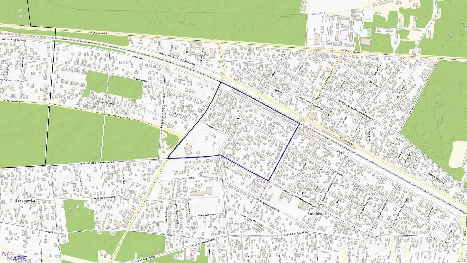 Mapa obrębu 31 w mieście Sulejówek