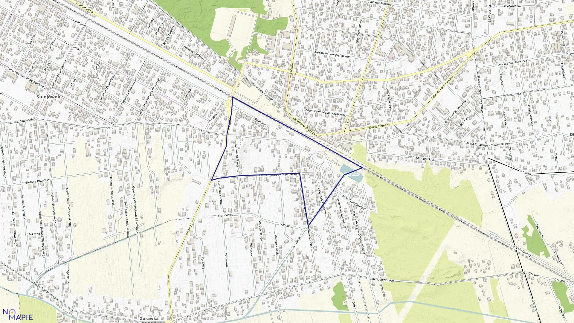 Mapa obrębu 35 w mieście Sulejówek