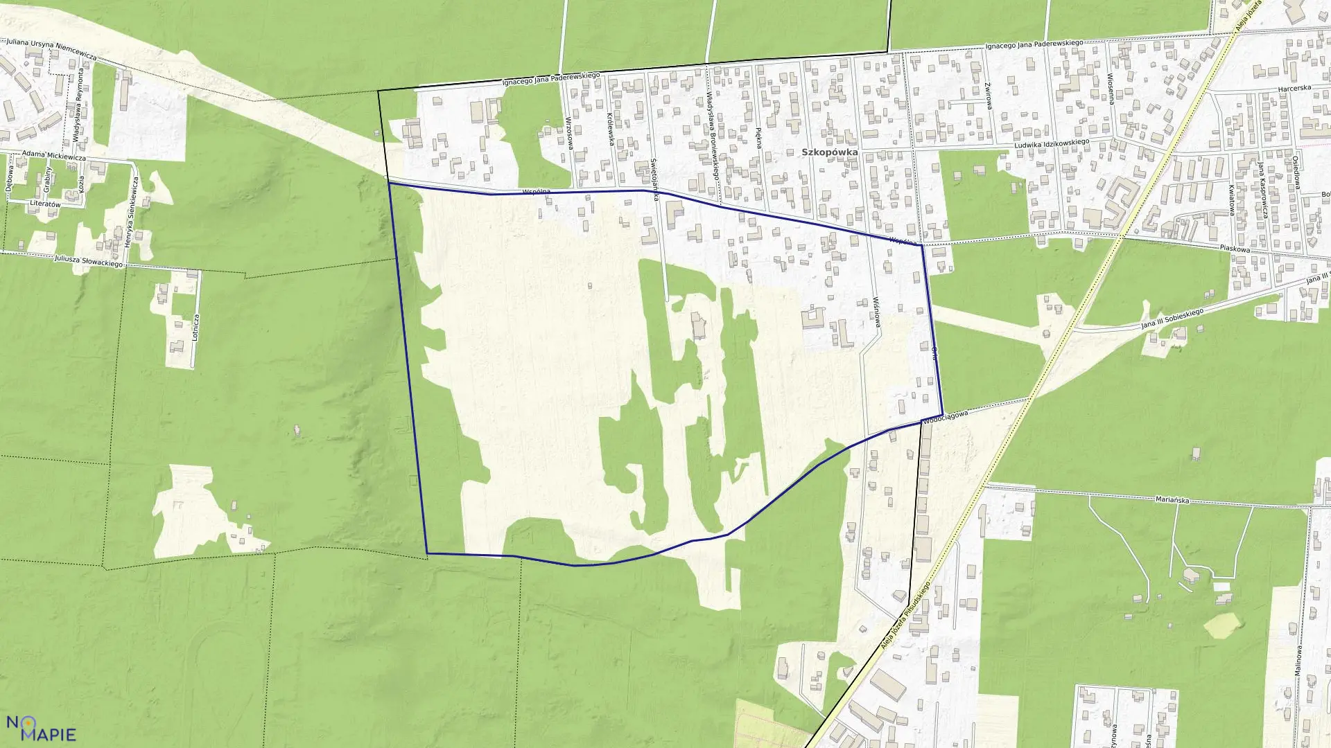 Mapa obrębu 38 w mieście Sulejówek