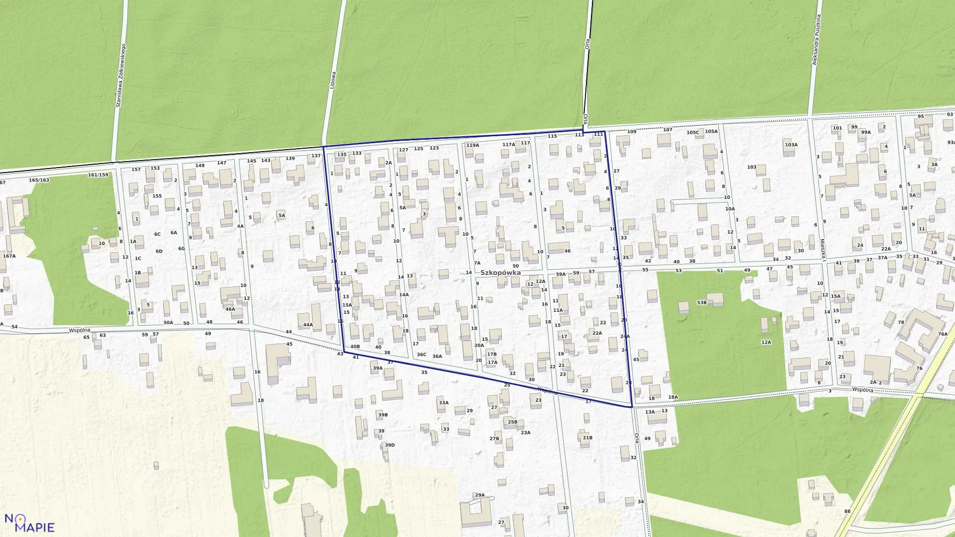 Mapa obrębu 39 w mieście Sulejówek