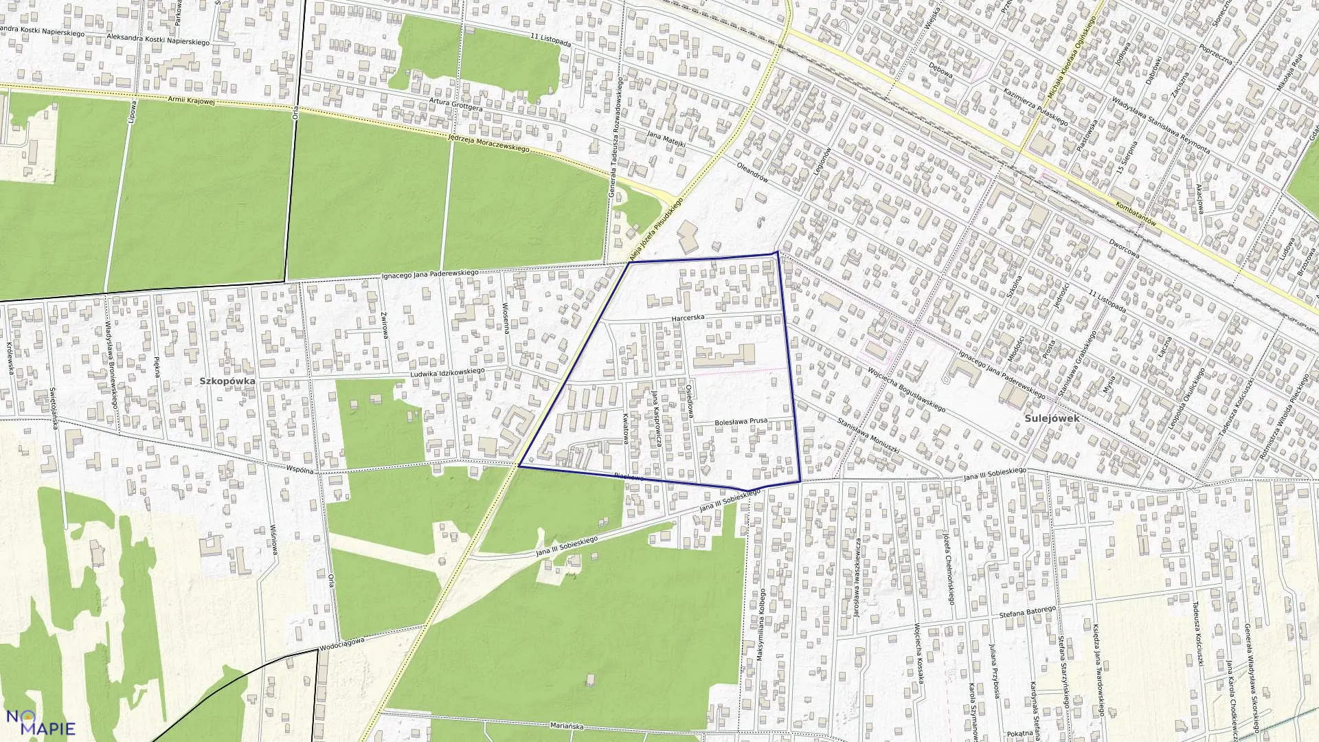 Mapa obrębu 42 w mieście Sulejówek