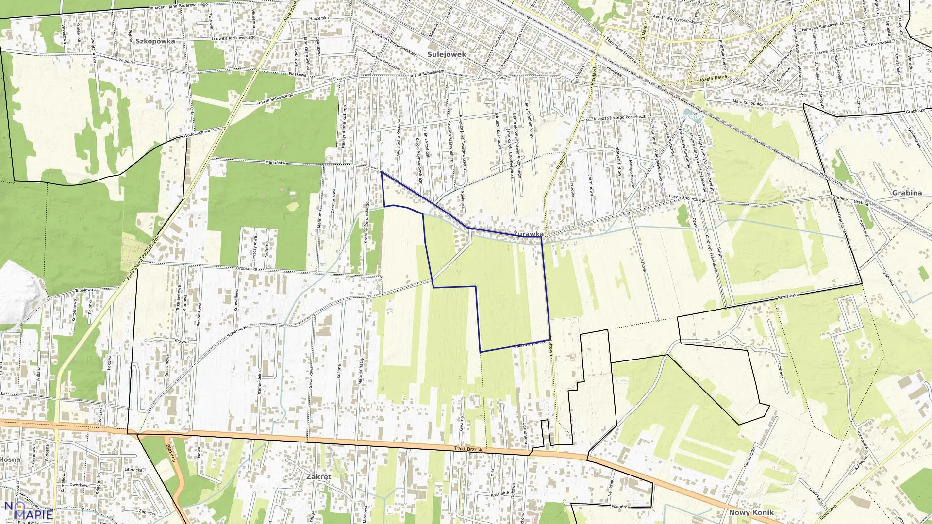 Mapa obrębu 56 w mieście Sulejówek