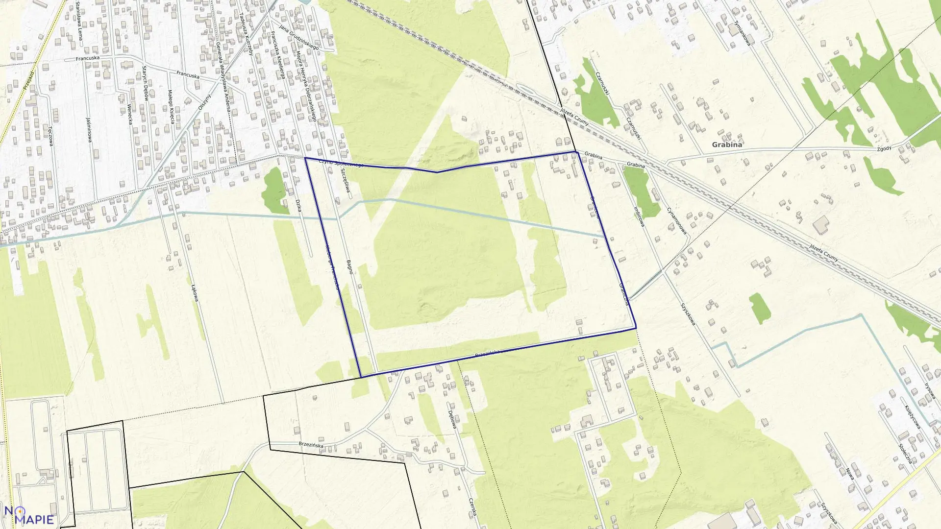 Mapa obrębu 58 w mieście Sulejówek