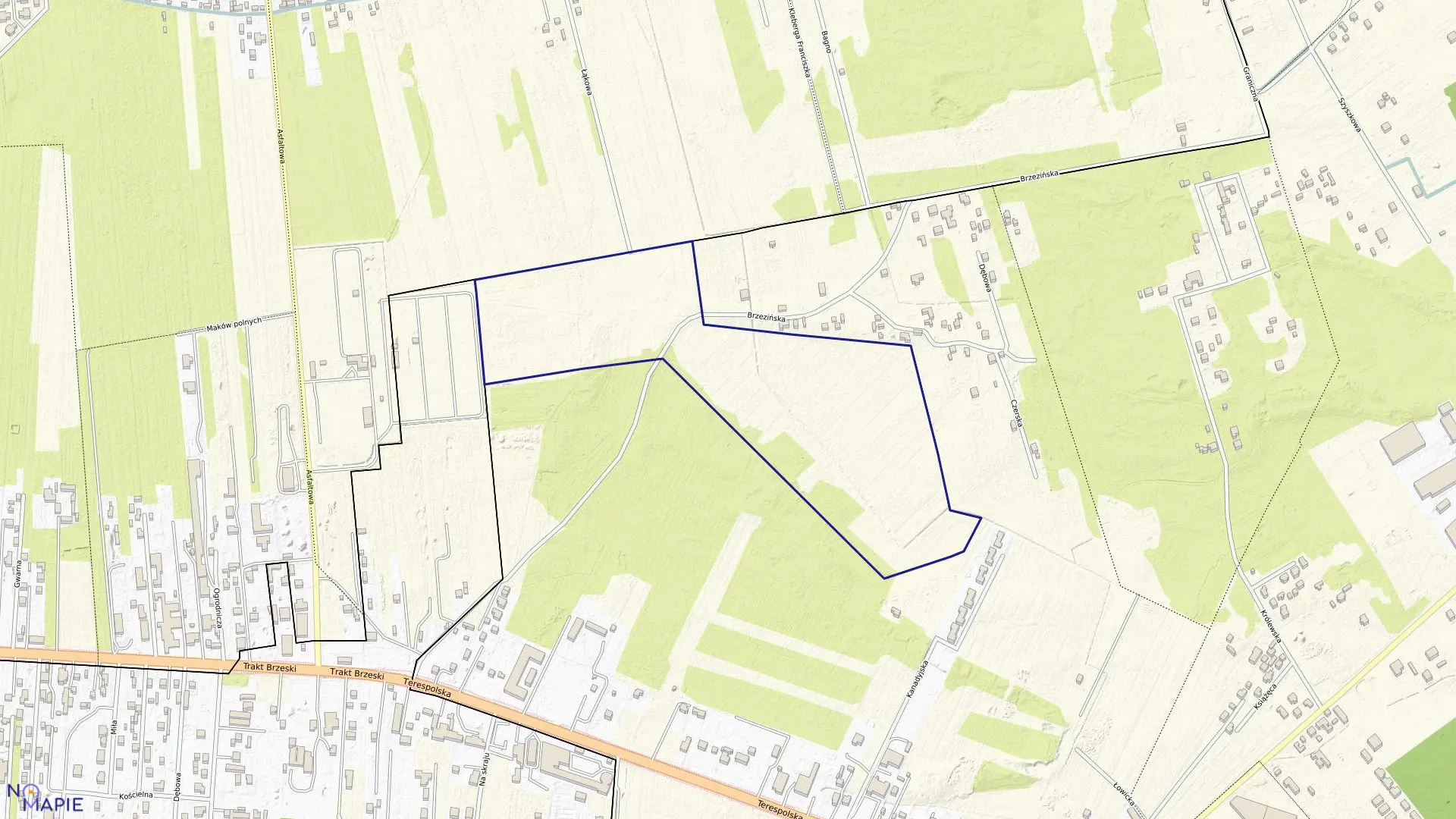 Mapa obrębu 60 w mieście Sulejówek