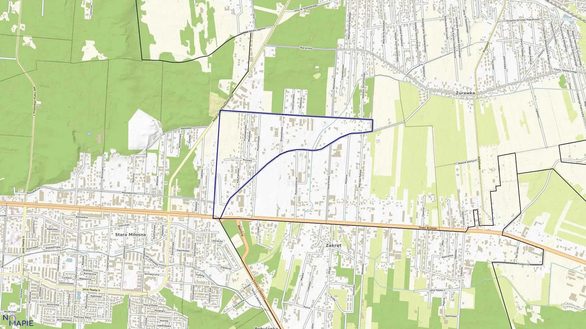 Mapa obrębu 61 w mieście Sulejówek