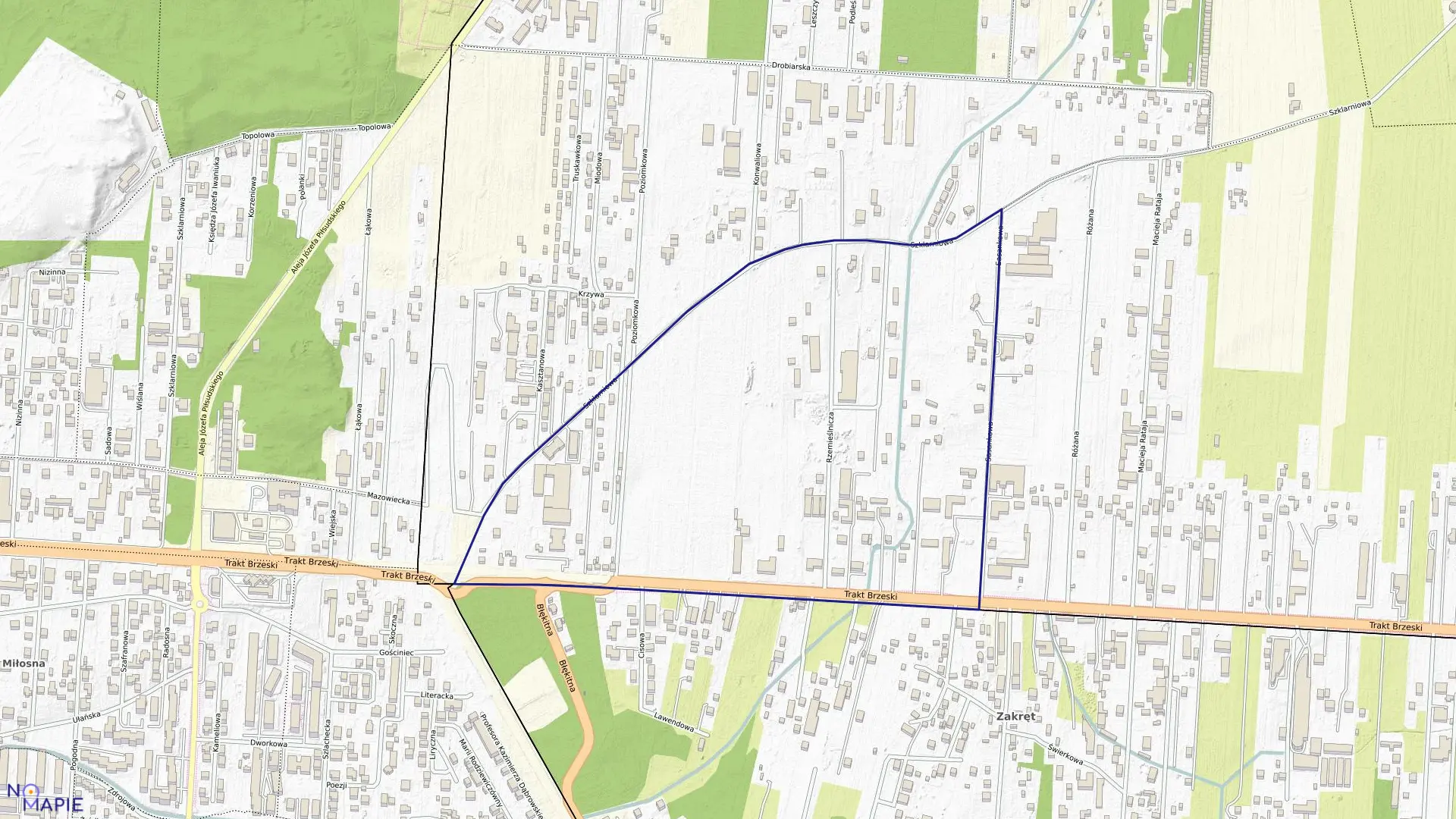 Mapa obrębu 62 w mieście Sulejówek