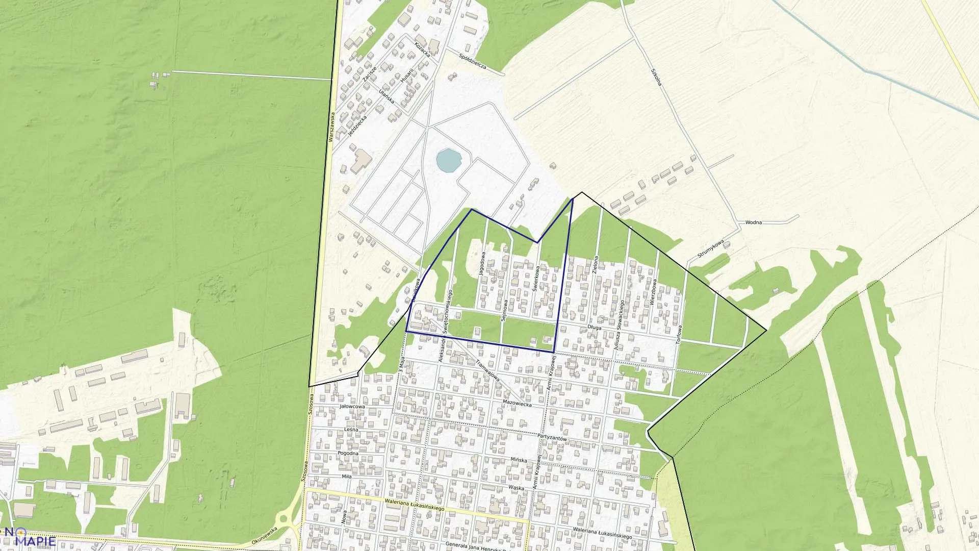 Mapa obrębu 9 w mieście Sulejówek